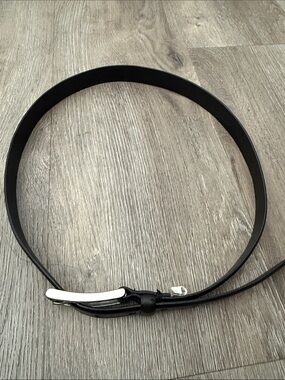 Banana Republic Black Leather Belt with Silver Buckle